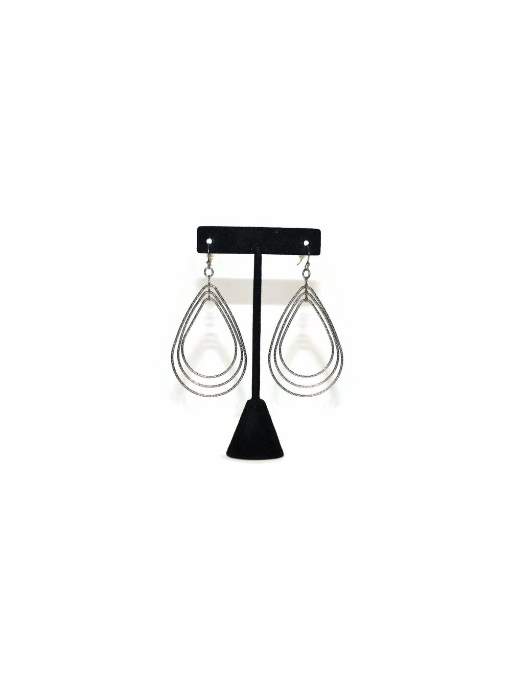 Vintage Silver Tone Tear Drop Dangle Earrings with French Ear Wire Backs.